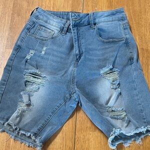 Source Unknown Distressed Light Blue Denim Women’s Shorts